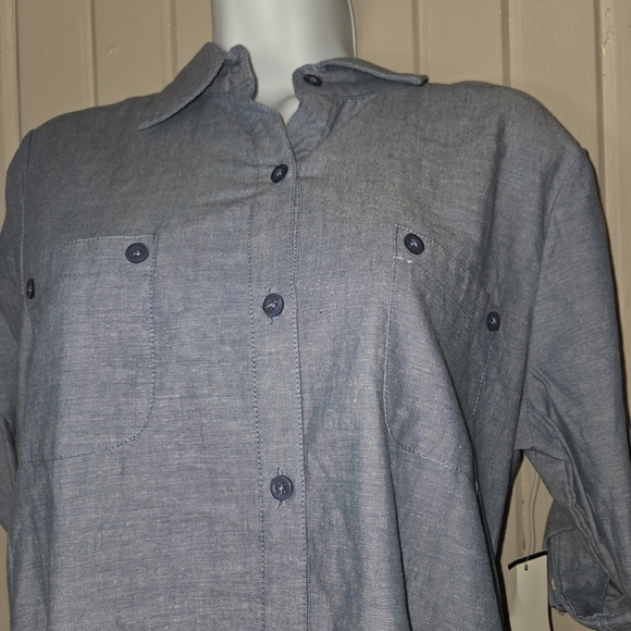 Allison Brittney Blue Button Down Shirt - Picture 3 of 7